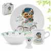 Jedálenská Súprava 4ks pre Deti Porcelánový Tanier Hrnček Miska Bella Fiore