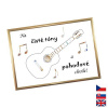 Rámček na darovanie peňazí - Gitara, Nápis slovensky, Rámik 203 - zlatá metalická