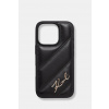 Karl Lagerfeld puzdro na telefón z imitácie kože iPhone 16 Pro KLHCP16LPQDSMGK čierna ONE SIZE