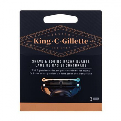 Gillette King C. Shave & Edging Razor Blades náhradní břit 3 ks pro muže
