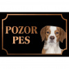 Francúzsky španiel - Kovová tabuľka POZOR PES