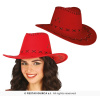 Červený kovbojský klobúk zo syntetickej kože