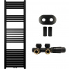 CERANO - Kúpeľňový radiátorový set Franko - ústredné vykurovanie - stredové pripojenie 50 mm - 514W - čierna matná - 1600x500 mm