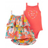 CARTERS CARTER'S Set 3dielny tričko na ramienka, body na ramienka, kraťasy Orange Flowers dievča 9m