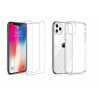 4PACK - 3x ochranné tvrdené sklo (s horným výrezom na prednú kameru) + priesvitný kryt - iPhone 11 Pro Max