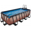 Bazén s filtráciou Wood pool Exit Toys oceľová konštrukcia 400*200*100 cm hnedý od 6 rokov