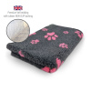 DRYBED Premium Vet Bed antracitový + ružové labky 150 x 100 cm