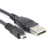 PremiumCord Kabel USB A-miniUSB, 8pin, Panasonic, Nikon UC-E6, Olympus CB-USB7, Minolta USB-2, USB-3, 1,8m, černý ku2m2d