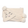 Baby Nellys Zimná čiapka s brmbolcom + šál Kitty smotanová