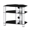 RX 2130 B-SLV - hifi stolík 3 police, strieborný, čierna skla