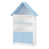 Drevená knižnica/skriňa na hračky Nellys Domček, biela/ modrá