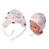 Baby Nellys Bavlnená čiapočka na zaväzovanie, Sloníci, ružová lem sivý, 62/68 (3-6m)