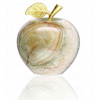 Gemour Dekoračné jablko z pakistanského onyxu – prírodná ozdoba s kovovým lístkom, 3 veľkosti Veľkosť: S