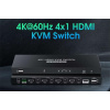 PremiumCord 4K@60Hz HDMI2.0 KVM switch 4:1 s diaľkovým ovládačom