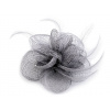 Brož / ozdoba do vlasů květ s peřím Varianta: 3 šedá nejsvětlejší, Balení: 1 ks