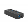 Natec Mantis 2 aktívny rozbočovač s funkciou nabíjania 4x USB 3.0 HUB, vypínač, napájací adaptér NHU-1557