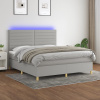 Box spring postel s matrací a LED světle šedá 180x200 cm textil Šedá 3135533
