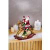 Dekorácia MagicHome Vianoce, Santa s chlapčekom na koni, polyresin, 28x10x30 cm