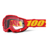 ACCURI 2 100% Enduro Moto okuliare Red Clear Dual Plexiglas