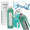 Motivačná sklenená fľaša na vodu 1l Wessper B1 BOROSILICATE Lagoon