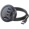 STOLOVÝ HUB 2x USB-A USB-C a ČÍTAČKA KARIET DO OTVORU STOLA 60 mm KABEL 120 cm