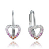 MINET Strieborné náušnice srdiečka so zirkónmi v červených odtieňoch JMAS0235CE00