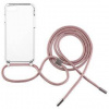 Kryt na mobil Fixed Pure Neck s ružovou šnúrkou na krk pre Apple iPhone 7/8/SE 2020/2022 FIXPUN-100-PI