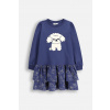 Detské bavlnené šaty Coccodrillo tmavomodrá farba, mini, áčkový strih, FROSTING PUDDLE GIRL KIDS ZC5129102FGK 98