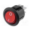 ROCKER DPST pol 2 OFF-ON 10A/250VAC červená tlejivka 230V