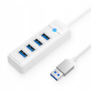 Orico Hub biely USB-A na 4x USB-A 3.1 Gen 1, 15 cm vstavaný kábel