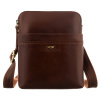 Praktická pánska kožená taška cez plece hnedá – s vonkajšími vreckami a elegantným dizajnom - Peterson