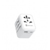 AppleMix Cestovný adaptér / nabíjačka TACTICAL - EU/UK/USA/US/JAP/AUS/CNY + USB-A + USB-C - biely
