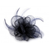 Brož / ozdoba do vlasů květ s peřím Varianta: 4 modrá tmavá, Balení: 1 ks