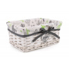 Biely úložný košík s bielou látkou s kaktusmi a dekorom Home - 36x26x14 cm