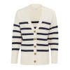Miso V-Neck Cuff Stripe Cardigan Black/White 8 (XS)