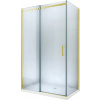 Mexen Omega výsuvná sprchová kabína 100 x 80 cm, priehľadná, zlatá + plochá sprchová vanička - 825-100-080-50-00-4010
