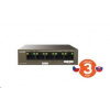 Tenda TEG1105PD - 5-portový PoE PD Gigabit Ethernet Switch, 1x PoE IN, 4x PoE OUT, kovový, bez ventilátora TEG1105PD