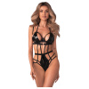 Obsessive - sexy body s pásikmi - čierne - L/XL