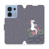 Flipové pouzdro Mobiwear - Xiaomi Redmi Note 13 4G - V024P Jednorožec na kole (Knížkové flip pouzdro, obal, kryt na mobil Xiaomi Redmi Note 13 4G - V024P Jednorožec na kole, materiál Umělá kůže + TPU