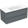 Mexen Orio, kúpeľňová skrinka 100 cm s umývadlom Otis, 2 zásuvky, grafitová matná/biela matná, 91A10-10047-2-BFF66-W18M01