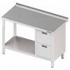 Přístěnný stůl , blok se dvěmi zásuvkami po pravé straně a policí 1300x600x850 mm | STALGAST, 980276130 inox