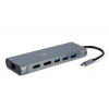 Gembird USB-C 8v1 multiport USB 3.0 + HDMI + DisplayPort + VGA + PD + čtečka karet + LAN + audio A-CM-COMBO8-01