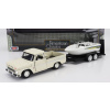 Motor-max Chevrolet C-10 Fleetside Pick-up s prívesom + čln 1966 1:24 krémovo biely