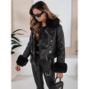 Dámska čierna kožená bunda s kožušinou TY5209, ty5209-M M