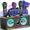 STROJ NA KARAOKE BLUETOOTH REPRODUKTOR S 2 BEZDRÔTOVÝMI MIKROFÓNMI, FAREBNÉ LED