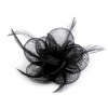 Brož / ozdoba do vlasů květ s peřím Varianta: 5 černá, Balení: 1 ks