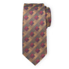 Klasická pánska kravata hnedá s červenými štvorčekmi 17039