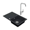 Granitový drez Vima s batériou Hansgrohe Focus 480x960 mm antracit