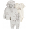 CARTER'S Set 3dielny mikina, tepláky, body kr. rukáv Gray Elephant neutrál MFL 3m/ veľ. 62