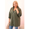 Legínovo Dámska mikina Plus Size s viskózou na zips s kapucňou béžová Farba: Khaki, Veľkosť: UNI